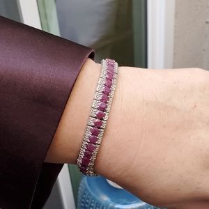 Sterling Silver and Red Stone Tennis Bracelet. NWOT.
